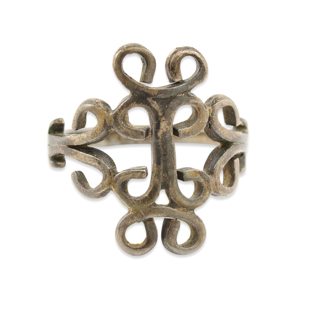 Vintage Sterling Silver Lace Openwork Scroll Ring Size 5 Band 925 Mexico